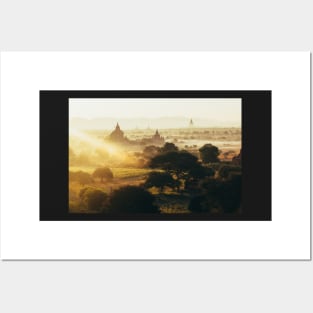 Bagan Pagodas in Warm Morning Light (Myanmar, Burma) Posters and Art